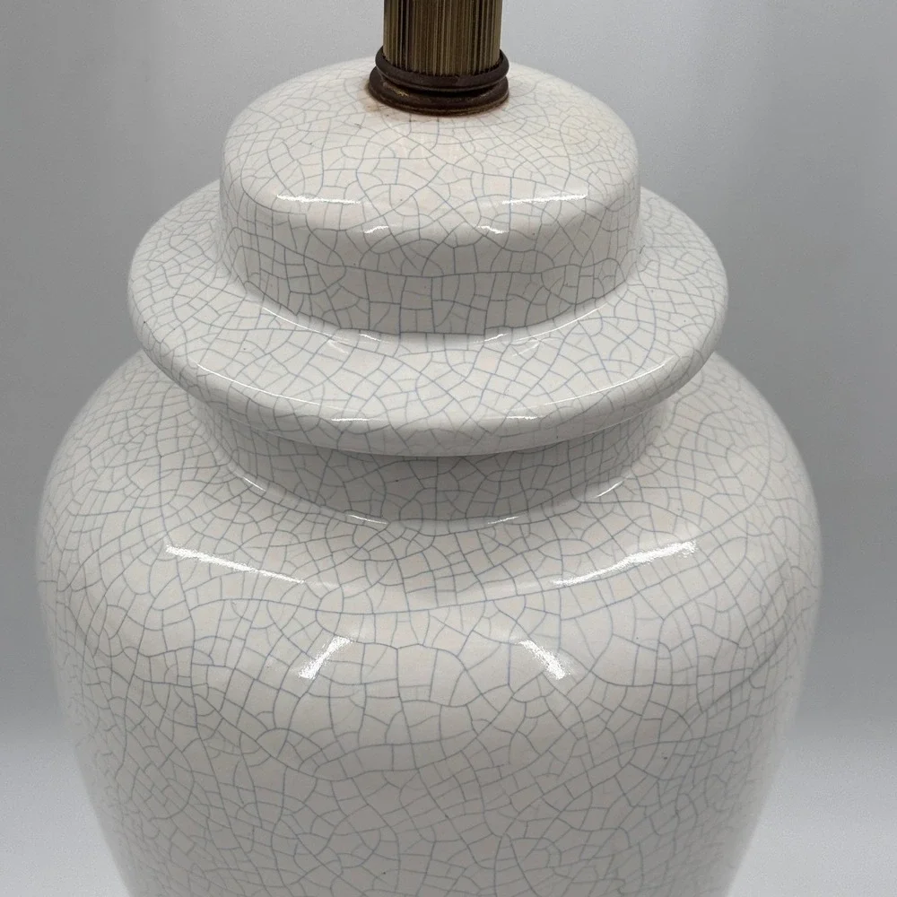Vintage Chinoiserie Ginger Jar Table Lamp Crackle Glaze Ceramic